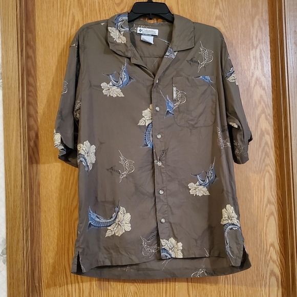 Columbia sportswear Hawaiian style swordfish print cotton shirt - Picture 4 of 11